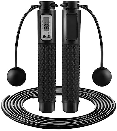 Senshuomy Skipping Rope with Counter,Digital Speed Jump Rope,LCD Display, 3 Display Modes,For Kids Adults Fitness, Adjustable Rope, Weighted & Non-slip Handle for Fitness