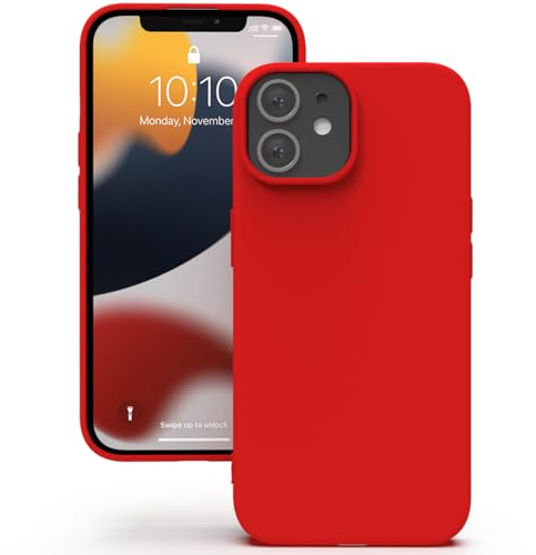 YATWIN Silicone Case for iPhone 12/12 Pro, Soft-Touch, Shockproof, DustProof, Antiskid Full Body Armour Phone Cover for Apple iPhone 12/12 Pro - Red