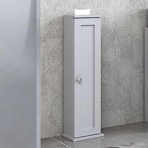 URBNLIVING House Toilet Roll Holder Free Standing Bathroom Loo Roll Slimline Cupboard Unit Storage Solution (Grey)
