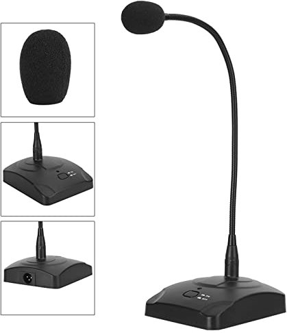 Microphone de Conférence, Microphone de Table Universel, Microphone Directionnel Professionnel, Microphone Polyvalent Haute sensibilité avec Base pour Discours Radio,