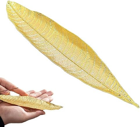 Metall Blätter Ash Catcher YUNYAN Lange Räuchergefäß Raucherstabchenhalter Aschefänger Incense Holder Räuchergefäß Halter Blatt 21cm für Yoga Meditation Büro Wohnkultur (golden)