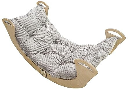 Kletterbogen für Kinder - Indoor Bogenwippe aus Holz Handgemachte Holzwippe zum Klettern Bogen nach Pikler Kletterdreieck & Montessori Wippe Skyline Kleinkind Klettergerüst Kissen Mittel Groß