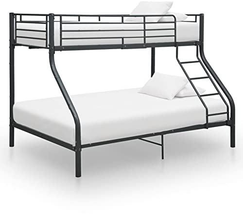 Festnight Etagenbettgestell Metall Etagenbett 3 Personen Stockbett Schwarz Etagenbett Jugend Hochbett Erwachsene Bettrahmen Bettgestell Metallbett Doppelstockbett Schlafzimmerbett 140x200 cm/90x200 cm