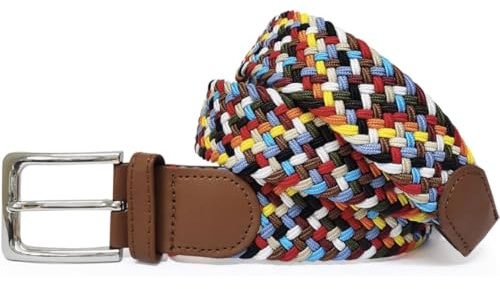 FASHION YOU WANT Unisex Elastischer Stoffgürtel Geflochtener Stretchgürtel Dehnbarer Gürtel für Damen und Herren (bunt, 105cm)