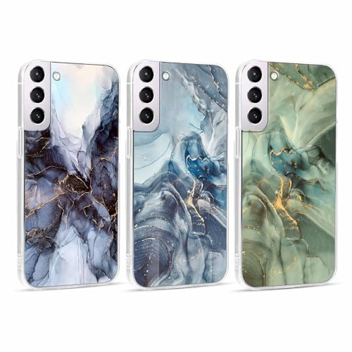 Xylota Mobilskal för Samsung Galaxy S21 5G (6,2 tum) 3-pack, sött transparent fodral med tecknat mönster, ultratunn, mjuk, silikon, TPU, stötsäkert, 01
