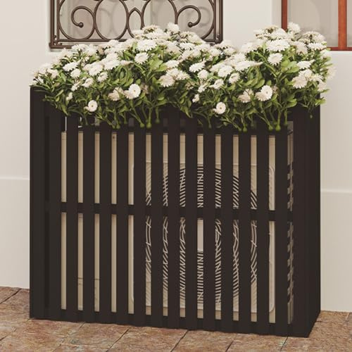 Klimaanlage Abdeckung Holz Abdeckung Klimaanlage Außengerät mit Lamellen Schutz vor Regen Und Hagel, Geeignet Für Den Innen-und Auße (Color : Black, Size : 120 * 60 * 109cm)