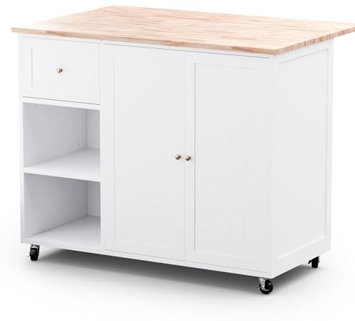Blumfeldt Servierwagen - Küchenwagen/Rollwagen mit ausziehbarer Platte, 2 Schubladen, Räder mit Bremse, 106,5x49,5-69,5x89 cm - praktischer Küchentrolley für den stilvollen Einsatz daheim