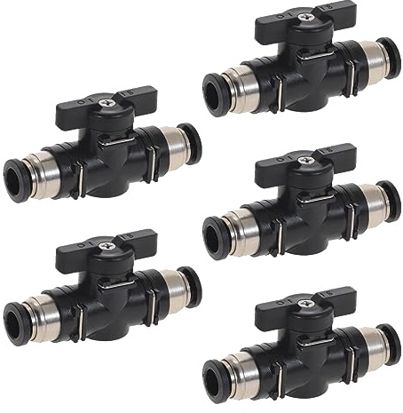 Pneumatik Steckverbinder, 5 Stk Pneumatischer Kugelhahn, 4 mm Gerade Pneumatik Steckverbinder,Luftdurchfluss-Regelventil mit geradem Schnellanschluss für Luftschlauchverschraubungen