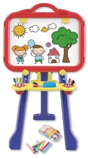 JugaToys - Pizarra Infantil de Pie Doble Cara 59 cm - Incluye Accesorios para Pintar y Dibujar - Pizarra Magnética y de Tiza para Niños y Niñas a Partir de 3 Años - Juego Educativo y Creativo