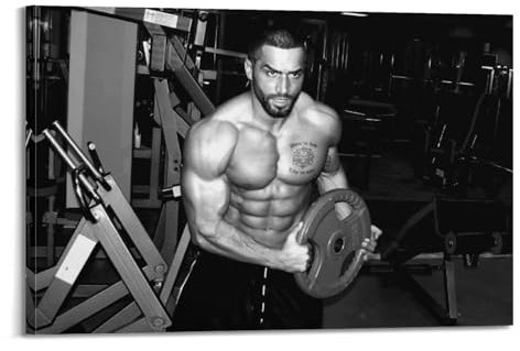 GUOYIN Fitness-Workout-Poster, Langhantel-Armtraining, dekorative Leinwand, Familie, Schlafzimmer, Kunstwerk, Bild, Malerei, 50 x 75 cm