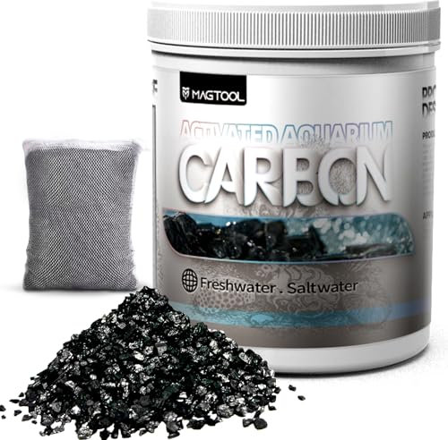 MagTool 1000 ml Aktivkohle, hochwertige Kokosnusskohle für Aquarien, gepflanzte Aquarien, Riff-Tankfiltermedien für hocheffiziente Filtration, Granulat