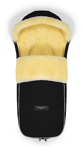 WERNER CHRIST Baby Sheepskin footmuff LADIS - for Small Travel Buggies (Children from 6 to 36 Months), Made of Medical Lambskin, in Color Black
