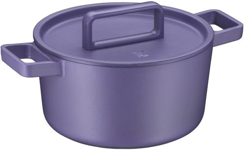 WMF Flavour Gusseisen-Kasserolle mit Deckel, Induktion, emailliert, 24 cm, Gusseisendeckel, Kondensationspunkte, moderne Eleganz, Violett