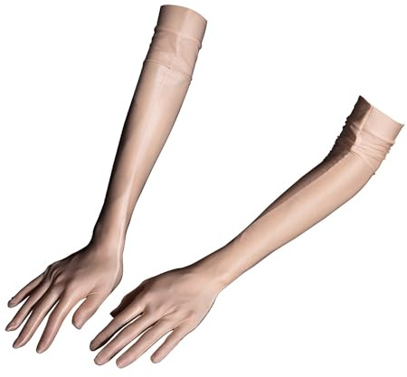 YUDATPG Kvinnors genomskinliga långa handskar stretchiga armbågslängd spetshandskar 1920-talet fin klänning stil balhandskar balhandskar för kvinnor flickor opera kväll fest dans handskar, NAKEN, M