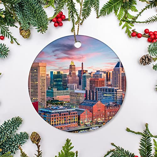 Weihnachtsbaumschmuck 7.3cm, Baltimore, Maryland, Usa-Linie Weihnachtsanhänger Premium Christbaumschmuck Anhänger Lustige Weihnachtsschmuck Für Hausdeko Neujahr Geschenk Party