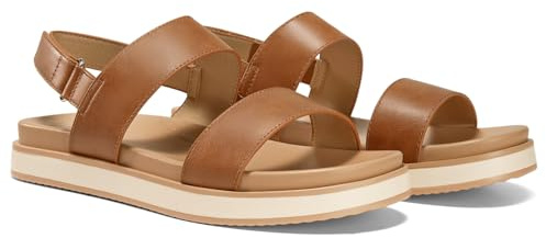 Coutgo Womens Flat Sandals Comfortable Arch Support Adjustable Double Strap Lightweight Summer Platform Sandals, Brown, Size 8