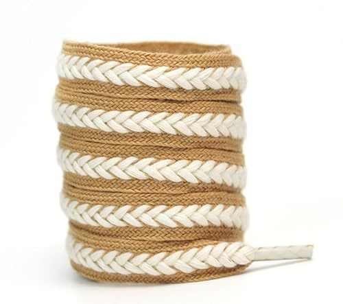 WANYI Lacci Scarpe 2 Paia 1.5CM di Larghezza Stringhe Scarpe Universali Cotone Lacci da Scarpe Intrecciati Piatti Laces per Sneakers,Scarpe da Corsa, Scarpe Casual(100cm-Curry)