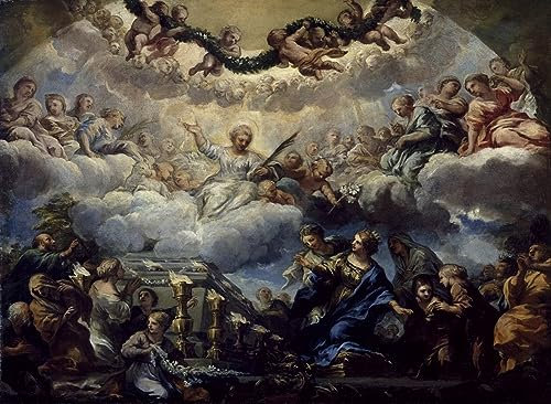 ARToPHIIU Wandkunst Dekorative Gemalde Kunst Poster Leinwanddruck Malerei Saint Vision vor dem Grab der Heiligen von Pietro Da Cortona Leinwand Druck für Heimtextilien 60x90cm