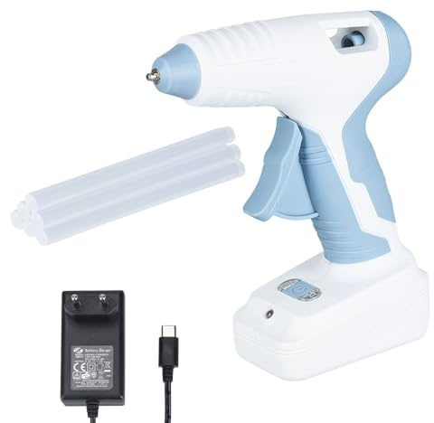 Ideen mit Herz | Pistolet à colle chaude sans fil | Puissant | 15 cm x 5,5 cm x 17 cm | Avec lampe de travail LED, indicateur de charge et cartouches