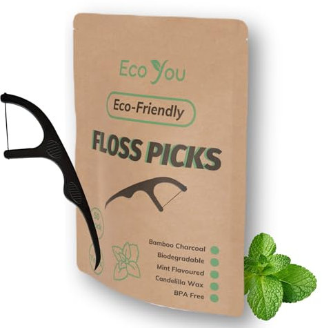 EcoYou | Biodegradable Floss Picks | 50 Count (Pack of 1) | Floss Sticks Dental