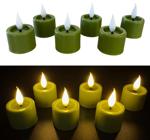 Online Fuchs 6er Set LED Teelichter mit spiegelnder Flamme, Fernbedienung und 6-Stunden Timer - Kerzen (Grün)