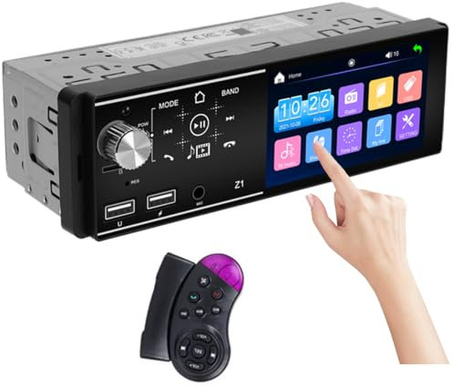 Hikity 1 Din Autoradio mit Bildschirm Bluetooth Freisprecheinrichtung, 4,1 Zoll Touch Screen Auto Radio, Unterstützung Mirror Link, FM, USB, AUX-in, TF Card
