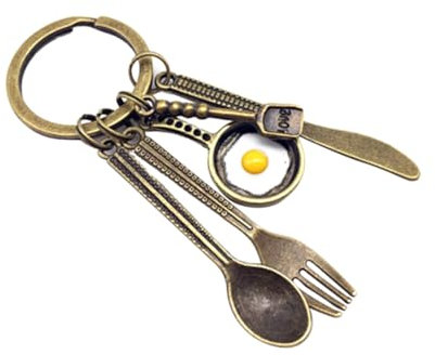Beaupretty 2pièces Porte-clés Couverts Fourchette et Cuillère Pendentif Porte-clés avec Anneau Décoration Porte-clés Couverts Accessoire Porte-clés
