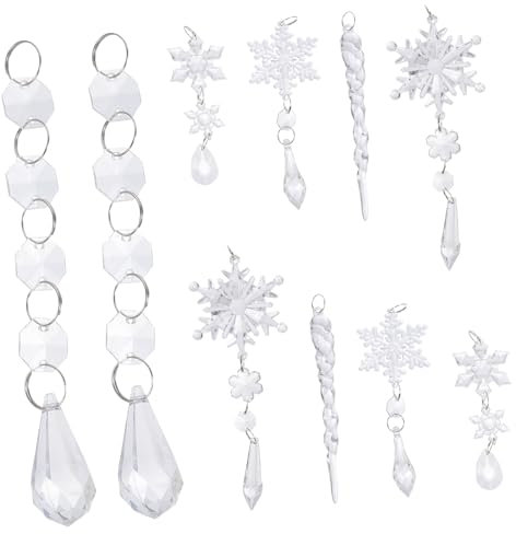 POPETPOP 10stücke Schneeflocken Anhänger Acryl Eiszapfen Weihnachtsdeko Zum Aufhängen Weihnachtsbaumschmuck Hängende Ornamente Für Fenster Und Bäume