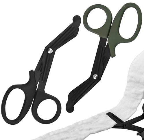2 Pcs Medical Ciseaux,Ciseaux Infirmière,Ciseau Infirmiere,Ciseaux Medical,Ciseaux À Bandage,Médical Ciseaux Pour Bandage Cisailles Acier Inoxydable,Pour Salle D'urgence Ou Camp Extérieur (Noir+Vert)