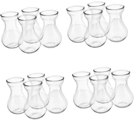 Cabilock 4 Ensembles Vase Verre Transparent pour Fleurs Lot de Vases Hydroponiques pour Décoration De Maison Et Bureau pour Jacinthe Et Arrangement Floral 4 Pièces * 4