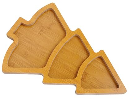 Kangnice De 2 platos de madera para árboles de Navidad Bandejas decorativas de madera para servir en diseños de árboles de Navidad para fiestas Platos de madera natural