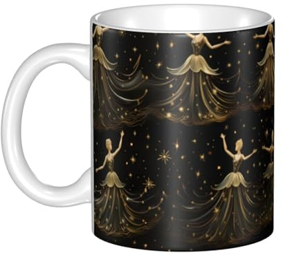 UDFKGLP Tasse en céramique pour femme Motif danse de Noël Casse-noisette pour cappuccino, latte, céréales, yaourt, lait, boissons chaudes ou froides Four à micro-ondes