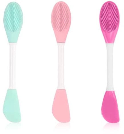 XENQITO 3 Pezzi Pennello Maschera Viso Silicone, Spazzola per Maschera, Spazzola Pulizia Viso Morbida, Adatta per Maschera per Dormire, Maschera di Fango, Cura della pelle Estetica