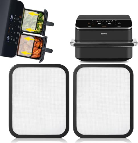 Lot de 2 Grille Anti Projection en Acier Inoxydable pour COSORI Dual Blaze TwinFry 10L/ Cosori CAF-R901-AEU 8,5L, Couvercle Anti Eclaboussure pour Cosori Airfryer 10l Twinfry, Accessoires Air Fryer