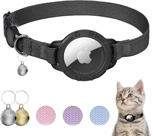 NozlaID AirTag Katzenhalsband, Dehnbares Halsband Katze mit Glocke