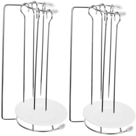 PartyKindom 2 Juegos Soportes para Brochetas de Barbacoa de Acero Inoxidable Unidades con Bandeja Antigoteo Resistentes y Fáciles de Limpiar para Pinchos de Carne y Kebab Parrillas y