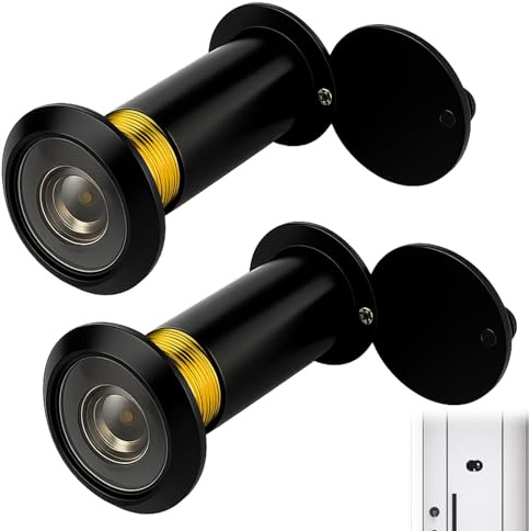 Mlifleue 2pcs Door Viewer Peephole Camera 220° Wide Angle Door Peephole, Adjustable 50–70mm Security Spy Hole with Privacy Cover, Anti-Theft Cat Eye Viewer for Home & Hotel Safety (Black)