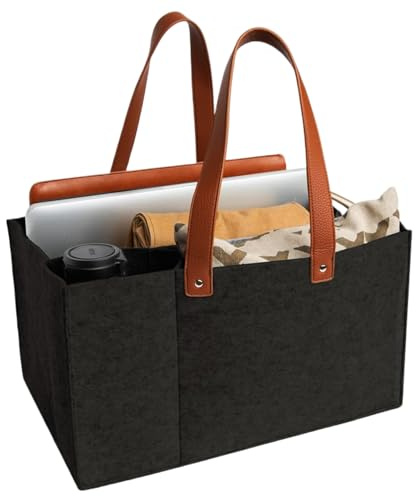 Hotainoys Filtväska, vikbar filt livsmedelsväska med handtag och flera fack återanvändbara och bärbara shoppingväskor för förvaring, picknick, strandväska för resor