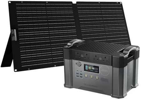 ALLPOWERS S2000 PRO Solar Generator with 100W Solar Panel, 1451Wh Battery | 2400W AC/100W USB-C Output Outdoor Generator, Fast Charging Portable Power Station for Home Backup Power Camping RV Emergency