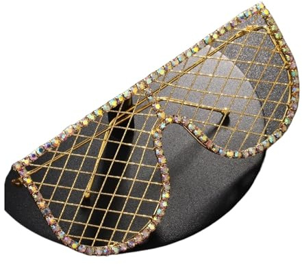 Grid Geometric Glasses Frame, Rhinestone Glasses, Lensless Street Photography Eyewear