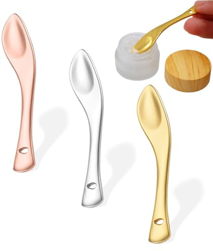 3 Espátulas Cosméticas, Pequeñas Espátulas Cosméticas de Acero Inoxidable, para Crema Facial, Máscara Facial, Lociones Hidratantes