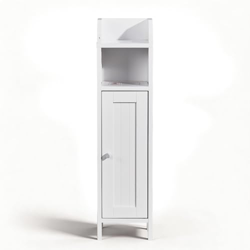 Bonnlo Slim Bathroom Cabinet,White Freestanding Bathroom Storage Organizer