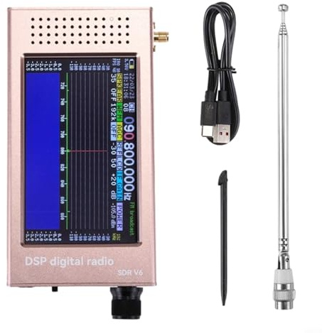 Risveglio Ricevitore radio a onde corte V6 100 kHz 149 MHz, demodulazione IPS touchscreen da 4,3 pollici, scanner HAM in lega di alluminio (rosa)