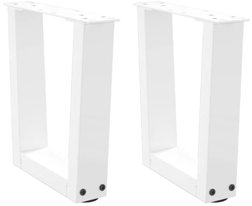 kithwjll Couchtischbeine V-Form aus pulverbeschichtetem Stahl Weiß 30 x (30-31,3) cm 2 Stück mit verstellbarem Höhenversteller und Bodenschutz für Tischgestell und DIY Möbelmontage