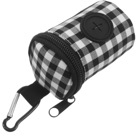 HEALLILY Dispensador Portátil de Bolsas Negro de Poliéster para Pañales Ligero con Clip y Mosquetón para Paseos con Perros y Uso Diario
