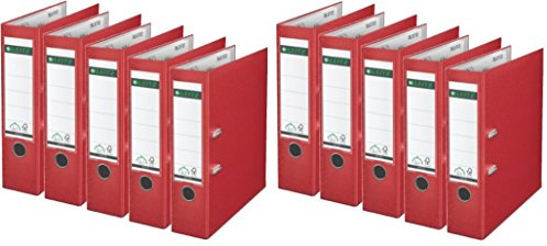 Leitz 1010-50 Qualitäts-Ordner Plastik-Cover (A4 breit | 10er Pack, rot)