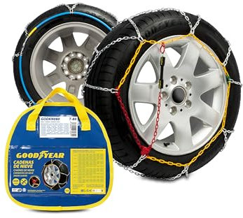 Goodyear Jeu de 2 Chaînes à Neige en Métal de 9 mm pour Voiture Taille 80 avec Tendeur Automatique Goodyear