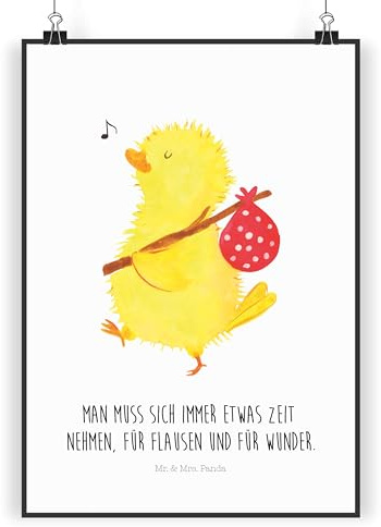 Mr. & Mrs. Panda Bild Küken Wander DIN A4 - Geschenk, Zeitmanagement, Kunstdruck, Ostern, wanddeko, Ostergrüße, Wandbild, Frohe, Zeit, Deko, Ei, drucke