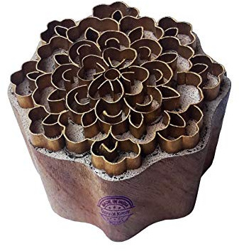 Popular Wooden Block Brass Floral Designs Clay Printing Stamp