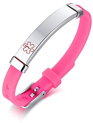 VNOX Personnaliser Personnalisé Gravure Enfants Bracelet D'identité Médical Bracelet Caoutchouc Médical Mignon Bracelet En Silicone Enfants Bracelet Médical,Réglable